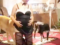 The Horny Bunny fucked by dog